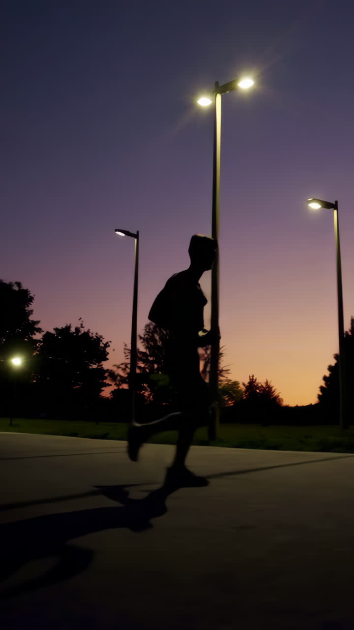 Silhouette of a runner at twilight