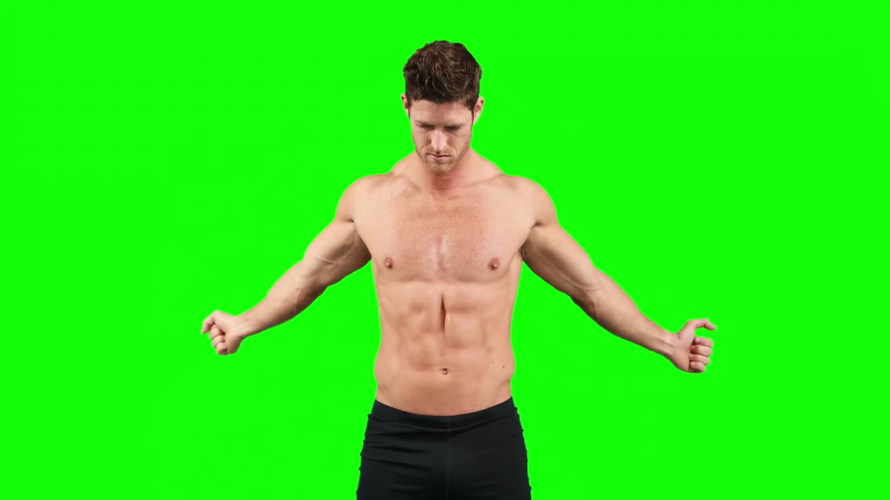 Muscular man flexing his muscles