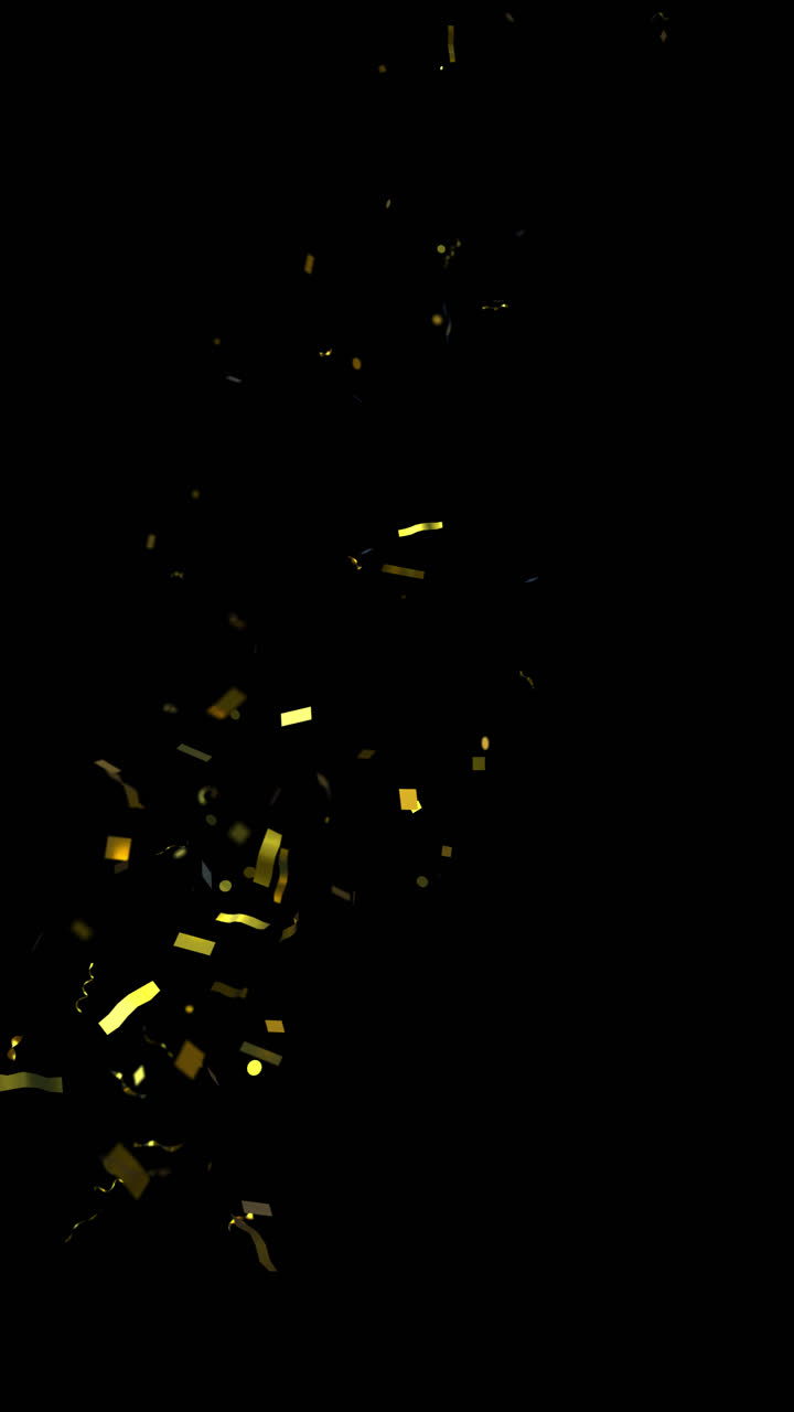 Golden Confetti and Streamers Exploding on Black Background | Premium ...