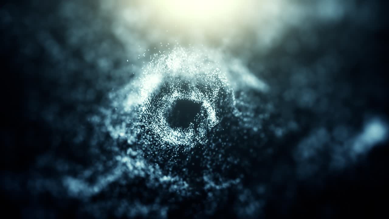 Glowing Particles Swirling into a Dark Abstract Vortex