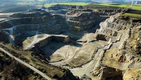 uncovering the earth's treasures: an aerial view of limestone quarry excavation in germany