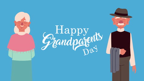 happy grandparents day lettering with couple