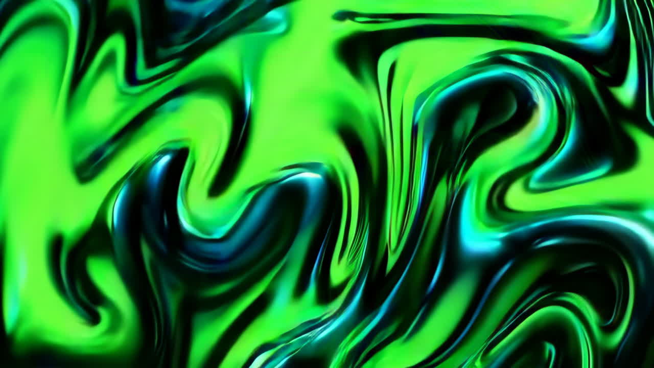Vibrant Green and Blue Swirling Abstract Liquid
