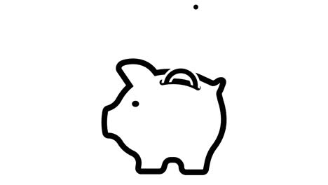sparen von geld. münzen fallen in die sparenbank. geld sparen konzept. 4k animation