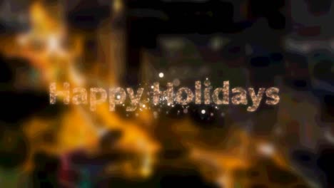 Animation-of-happy-holidays-text-over-cityscape