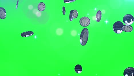 la animación de fondo verde del bucle de partículas del reloj