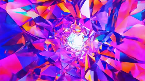 abstract animation showcases light traveling through a vibrant crystal tunnel, featuring a mesmerizing display of colors and patterns that evoke a sense of magic and fantasy