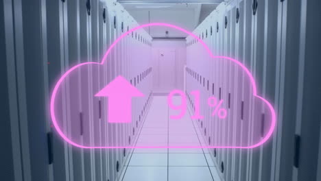 animación de la nube con carga a través de servidores