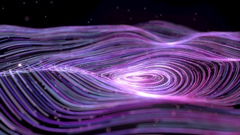 Purple curve lines vortex, fantasy background, 3d rendering.