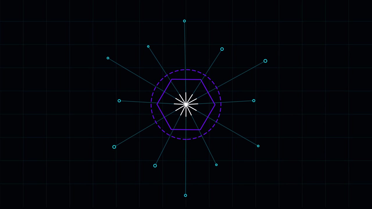Abstract Digital Geometric Animation with Pulsing Hexagon