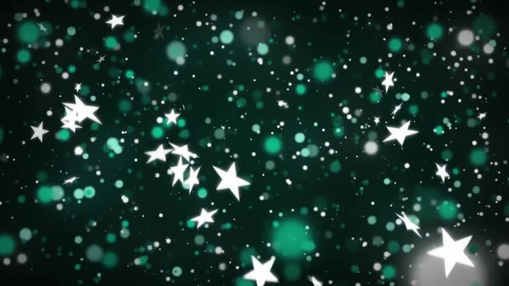 Digitally generated video of glowing spots and stars moving against black background