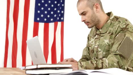 soldier using laptop