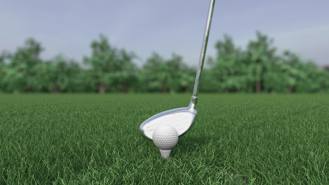 el palo de golf golpea una pelota de golf en un movimiento súper lento