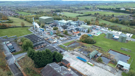 aerial view large powerful chemical works