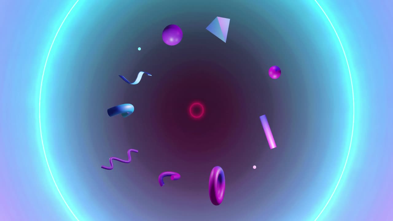 animación de formas 3d abstractas sobre un fondo oscuro que parpadea