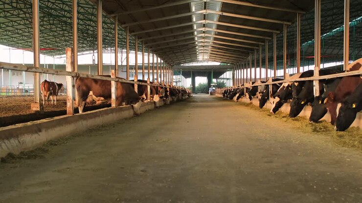 En Turquía, países de Oriente Medio, cuidado de vacas, ordeño, alimentación con forraje, vida en la granja, leche de vaca