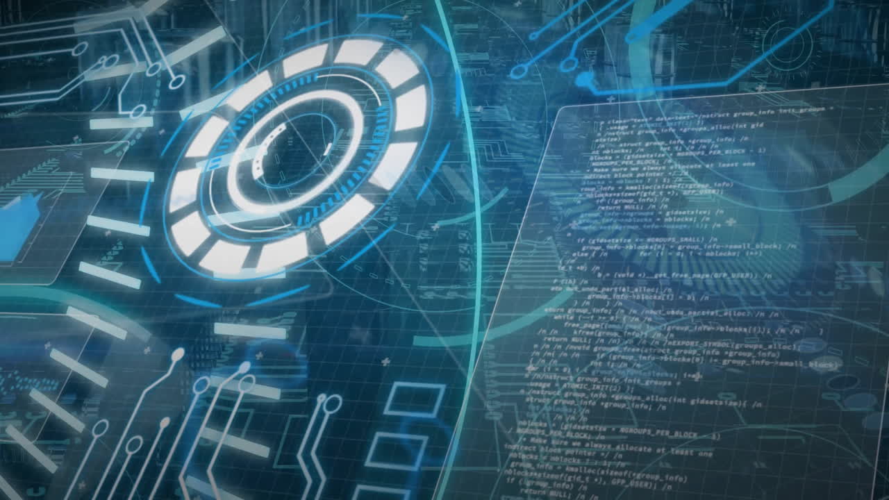 컴퓨터 서버를 통해 디지털 데이터 처리의 애니메이션