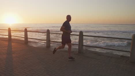 senior man running on the promenade