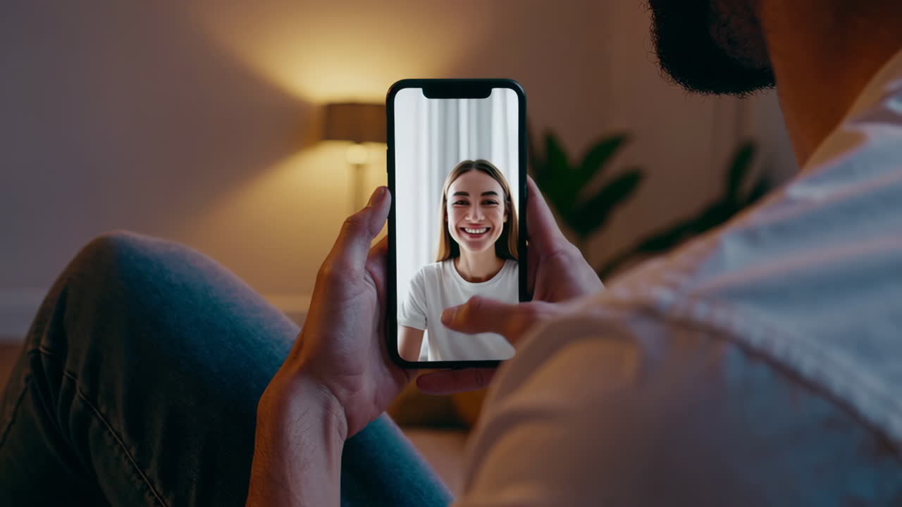 Person on a Video Call via Smartphone