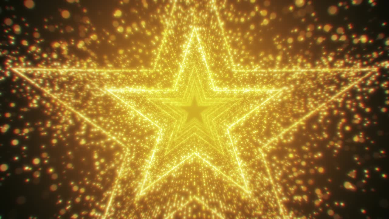 현대 금 입자 추상적인 별 모양의 터널 루핑 배경