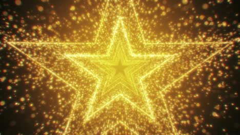 modern gold particle abstract star shaped tunnel looping background