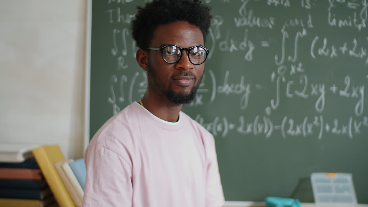 Portrait of African College Student in Classroom