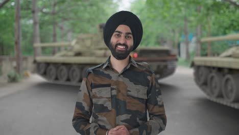 happy sikh indian army man smiling