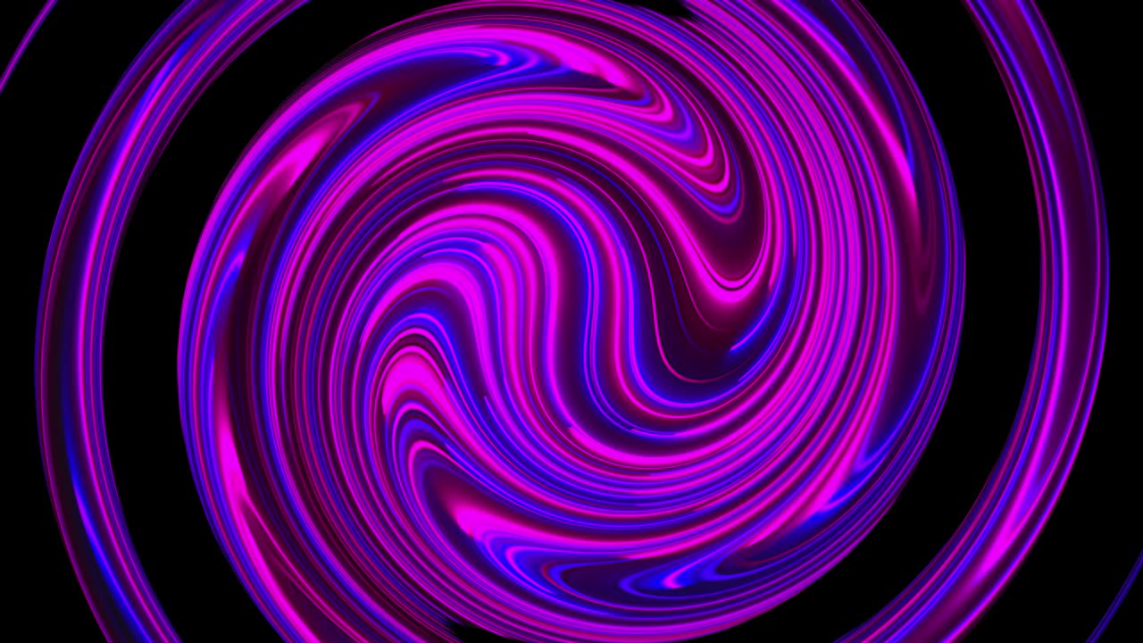 Computer generated abstract twist background. 3D rendering circular merger of neon color lines