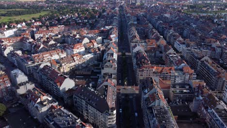 aerial pullback from lippenslaan in knokke city at belgian coast