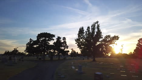 aerial shot inside a cemetery during sunset at georgia