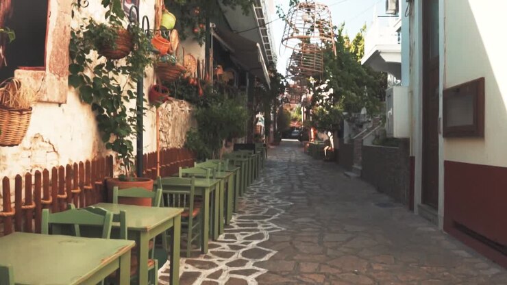 Charming Mediterranean Alley with Outdoor Cafe