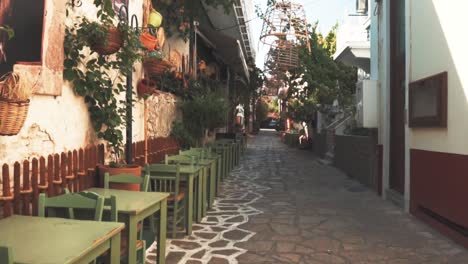 charming mediterranean alley with outdoor cafe