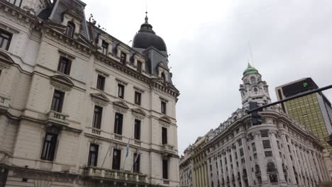 low angle view of french and italian heritage buildings style architecture of buenos aires downtown