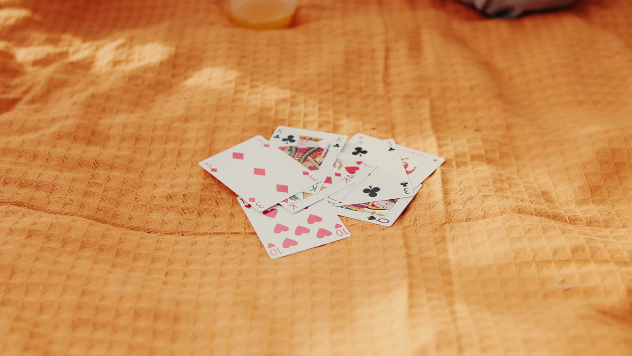 Cards on the blanket, Friends Playing Cards at a Summer Picnic
