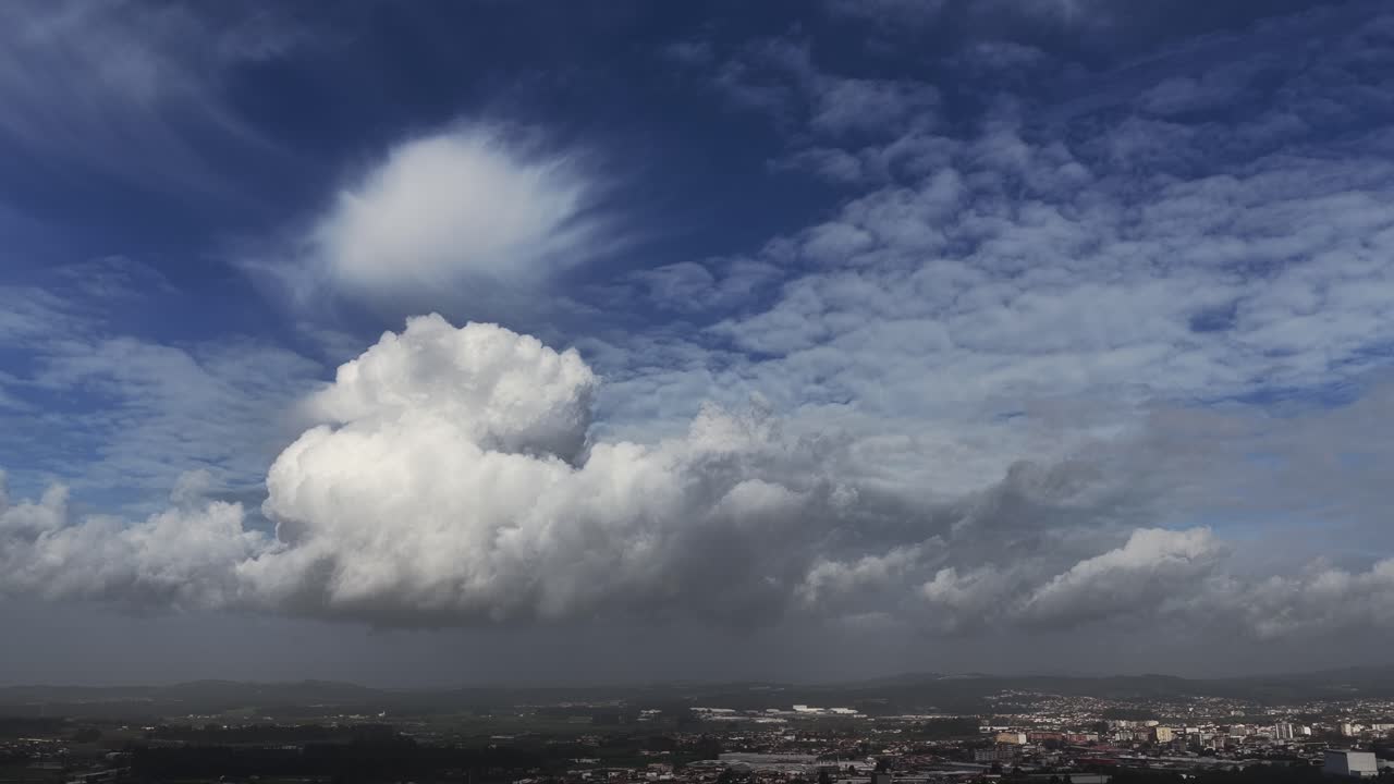 Drone shot of amazing storm clouds formation
