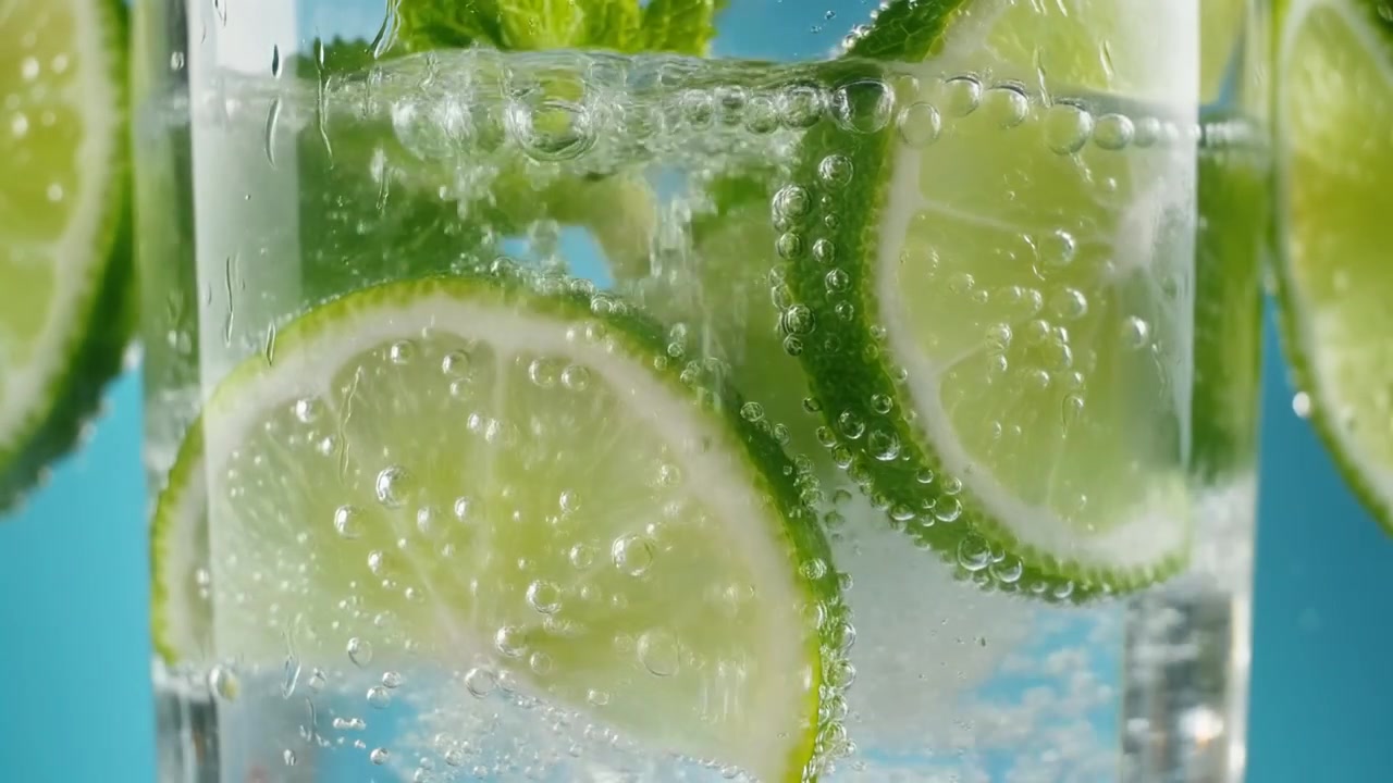 Refreshing Mojito Cocktail Being Poured into a Glass with Lime and Mint