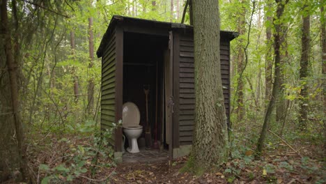 outdoor toilet in the woods