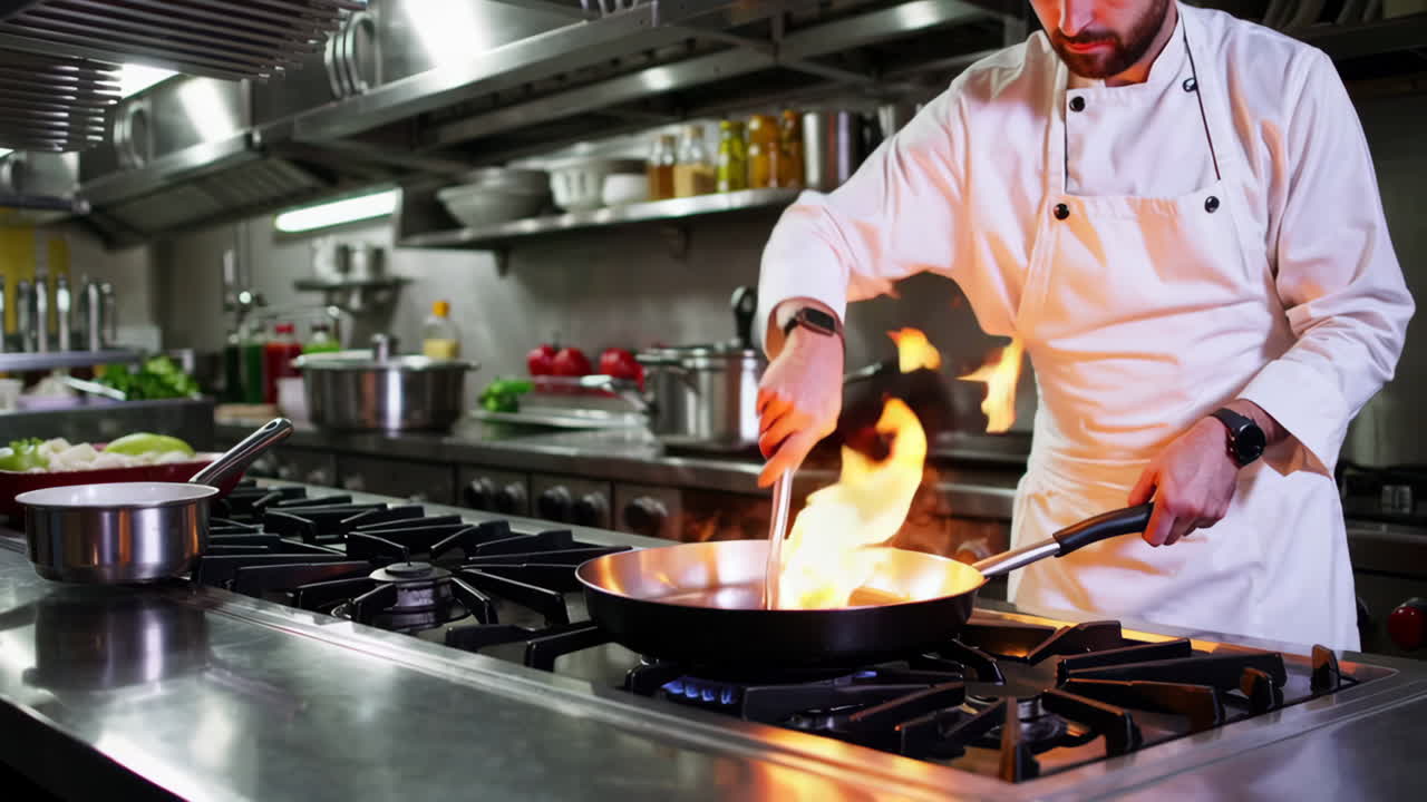 chef cocinando en la cocina de un restaurante