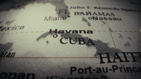 close-up of a globe focusing on cuba and the caribbean
