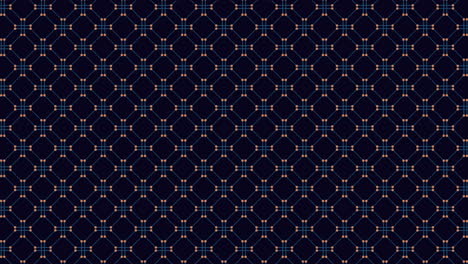 geometric black and blue pattern with small circles