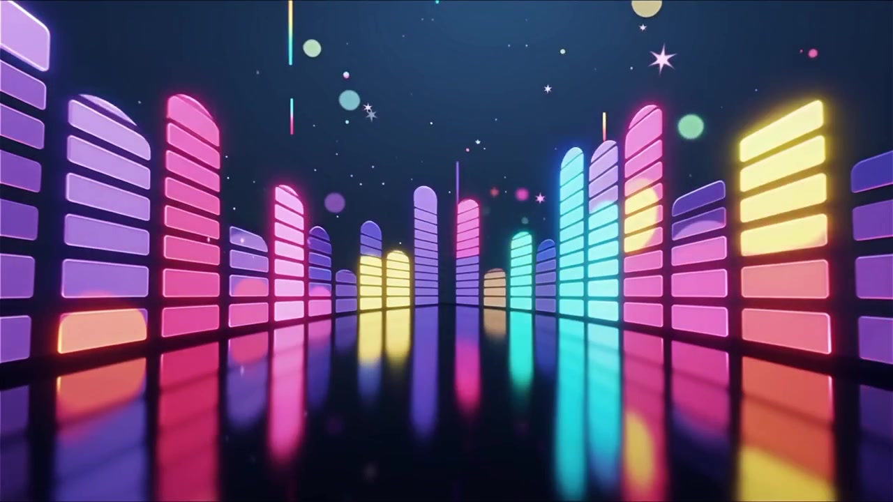 Futuristic Rainbow Neon Music Equalizer Visualizer Background