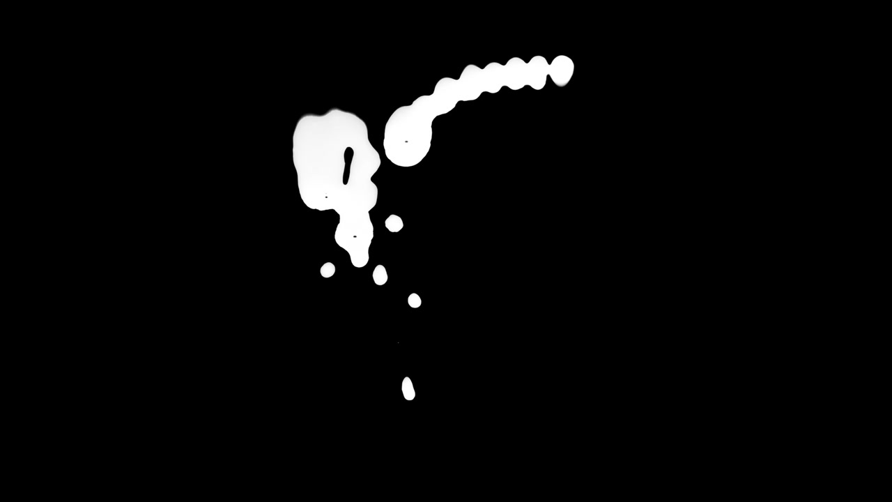 White Ink Dripping Over Black Screen Background