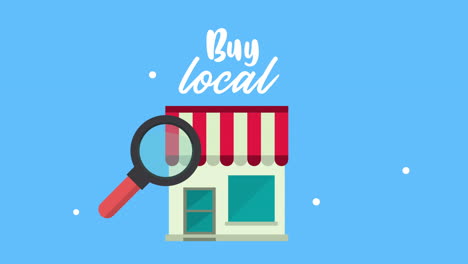 buy local business lettering with store building and magnifying glass