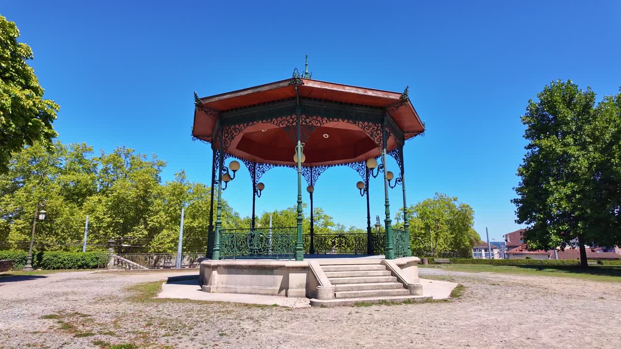 Cultural bandstand building for beautiful classic events preformed Jardins d'Orsay, Limoges, Haute-Vienne, France