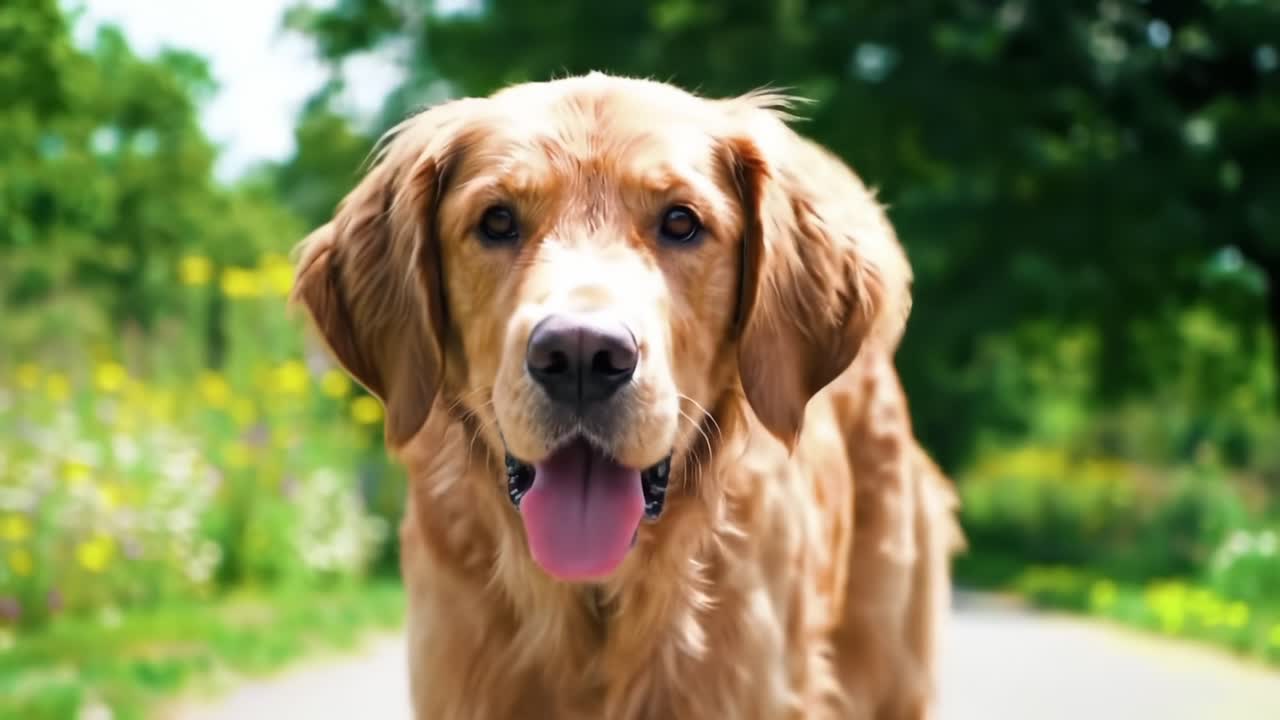 Joyful Golden Retriever Enjoying a Sunny Day at the Park With Playful Spirit