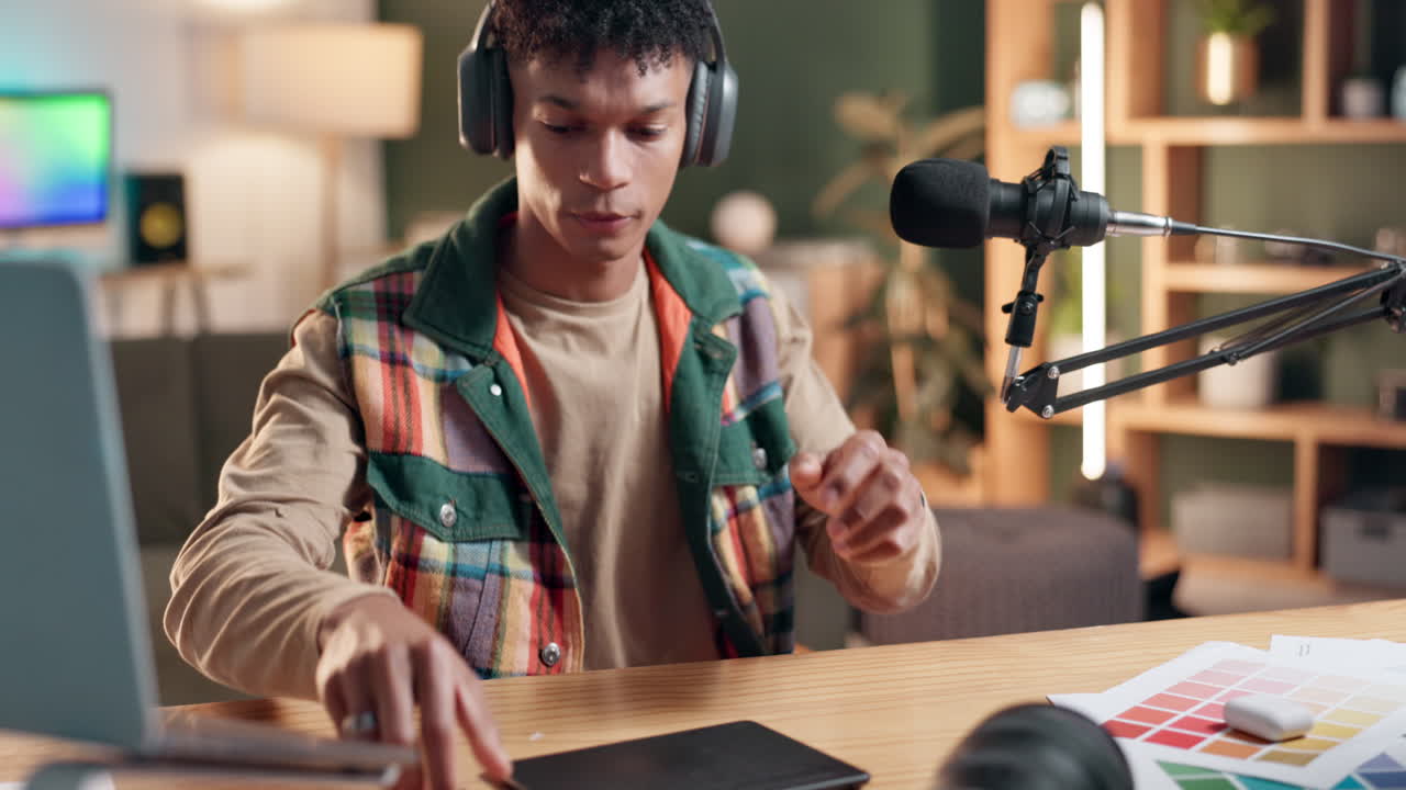 Content creator working at his desk