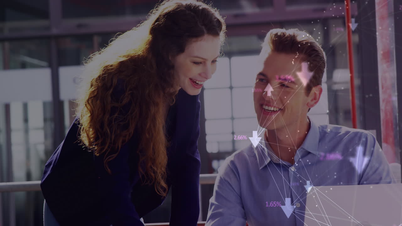 los ejecutivos hablan de negocios con un telón de fondo de red global.