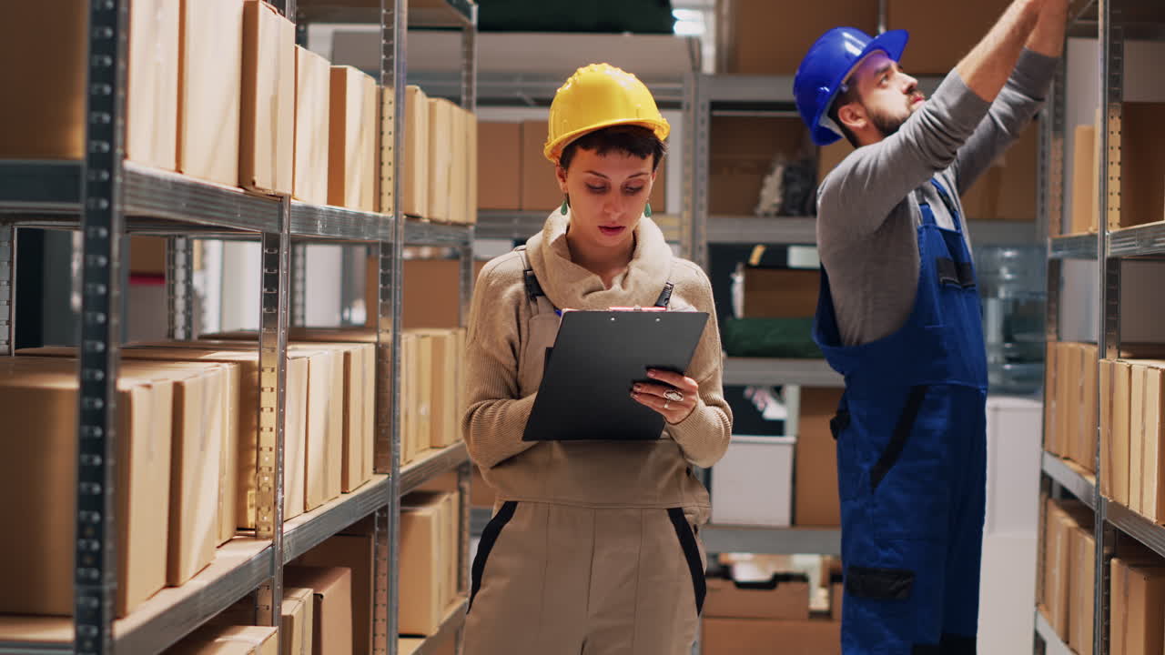 trabajadores del almacén comprobando el inventario