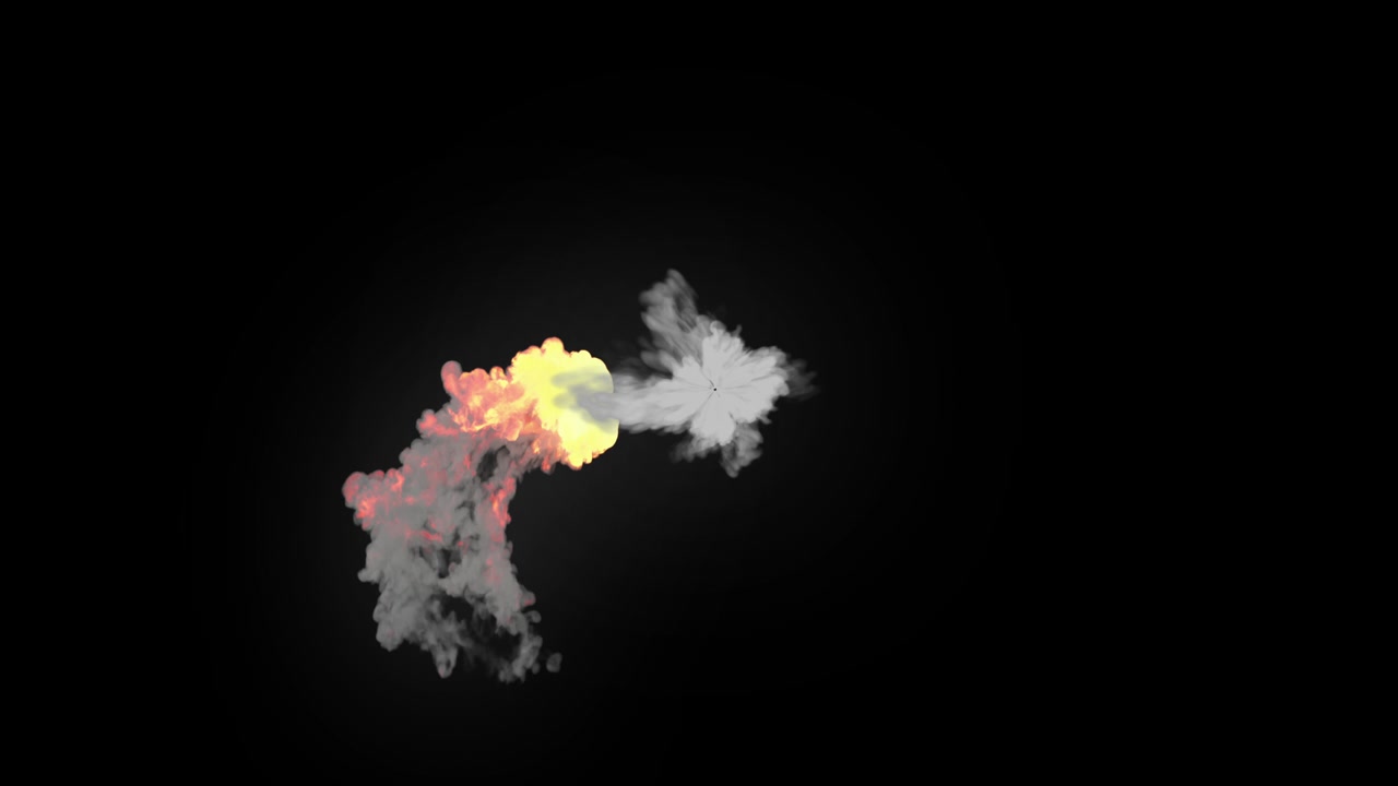 Digital Animation of Two Smoke Clouds Colliding and Dissipating