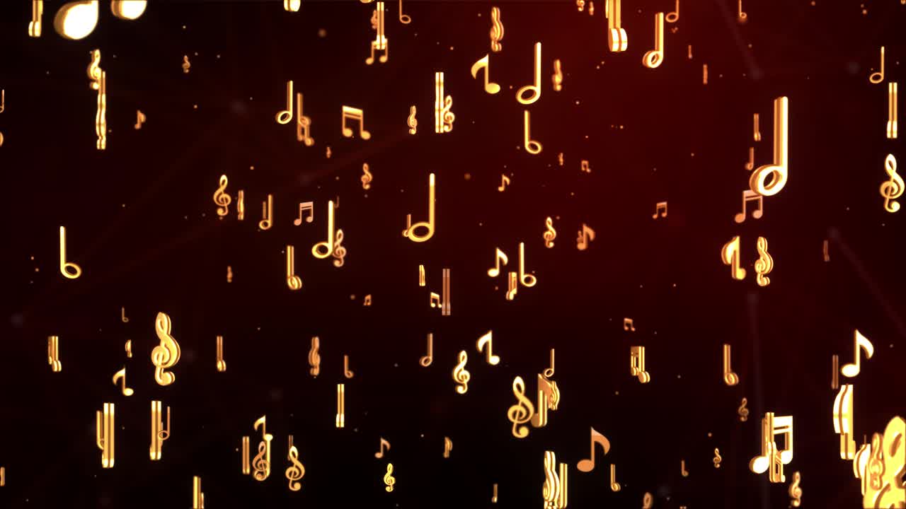 Musical note signs symbols flying music notes figures flowing golden music music notes and vinyl